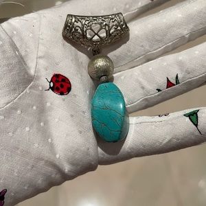 Antique turquoise and silver pendant